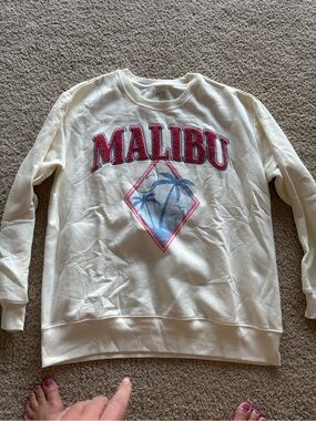 Freeze Malibu Crewneck Sweatshirt - Cream with Pink & Blue